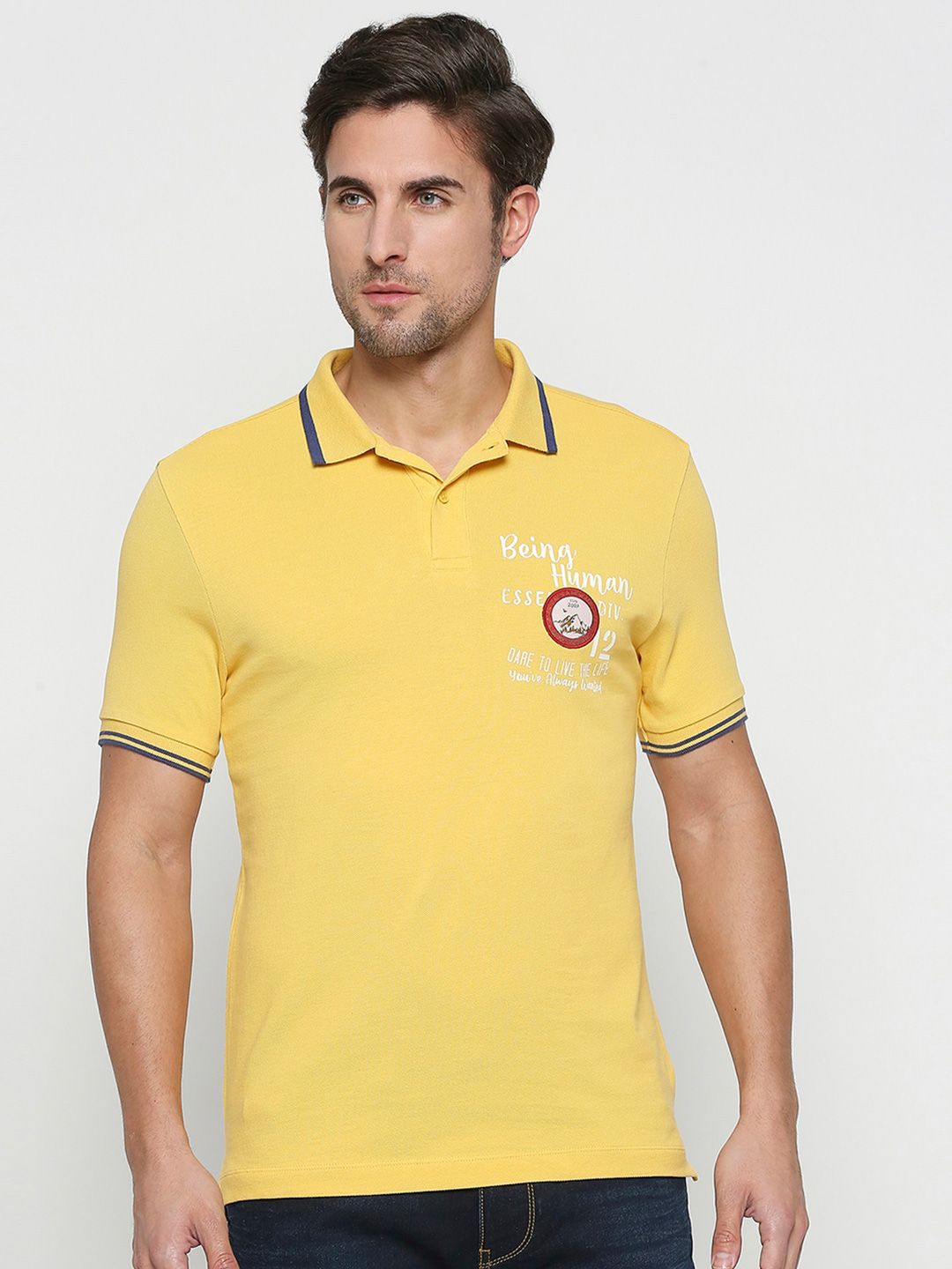 Being Human Typography Printed Polo Collar T-shirt