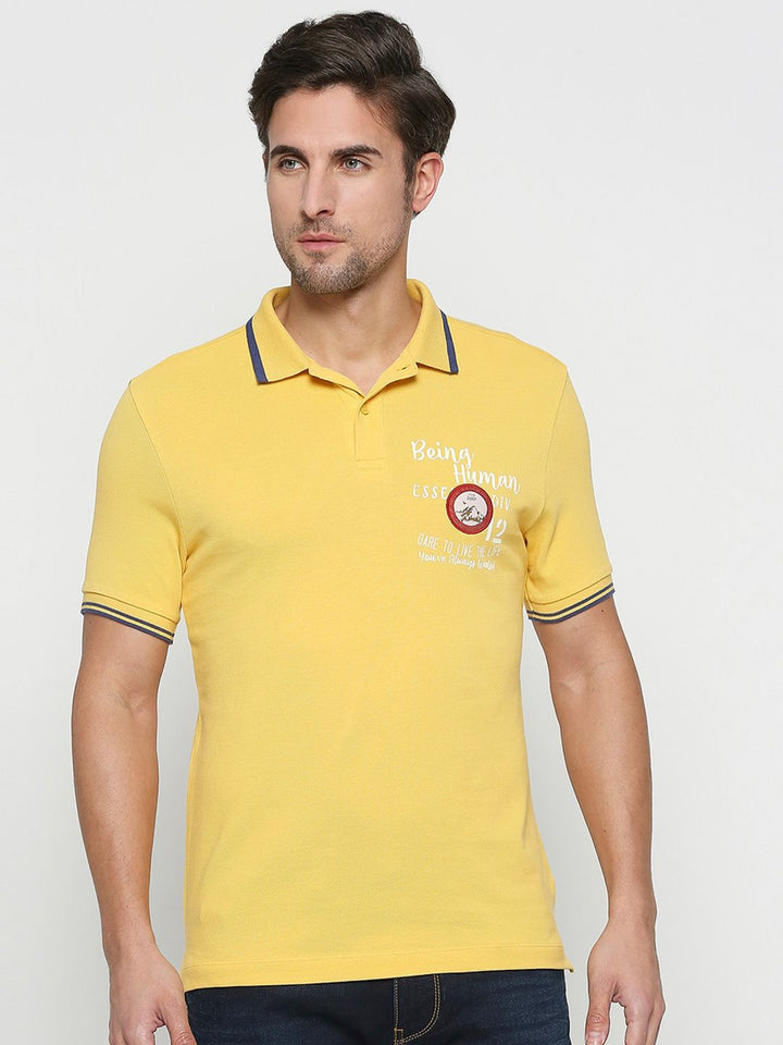 Being Human Typography Printed Polo Collar T-shirt