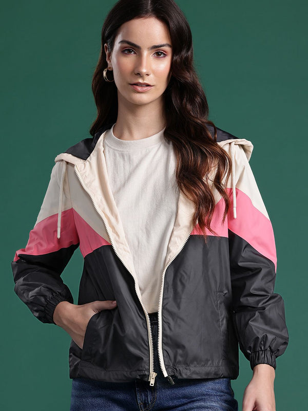 DressBerry Colorblocked Hooded Tailored Jacket