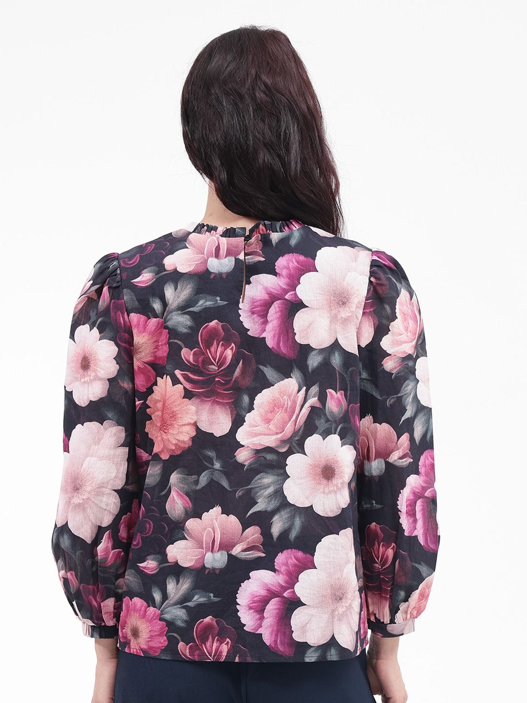 RAREISM Floral Print Cotton Blouson Top
