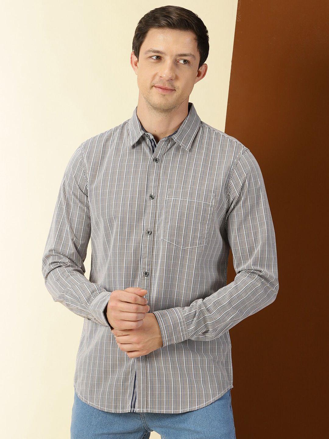 Thomas Scott Classic Slim Fit Tartan Checks Pure Cotton Casual Shirt