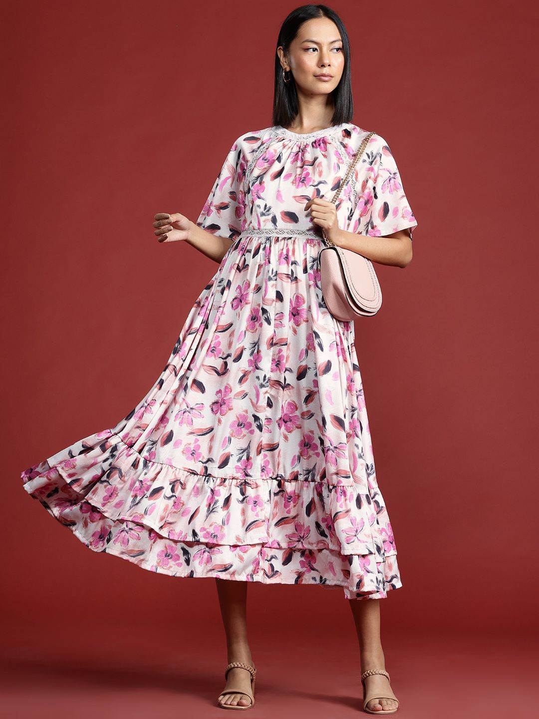 all about you Floral Print A-Line Midi Dress