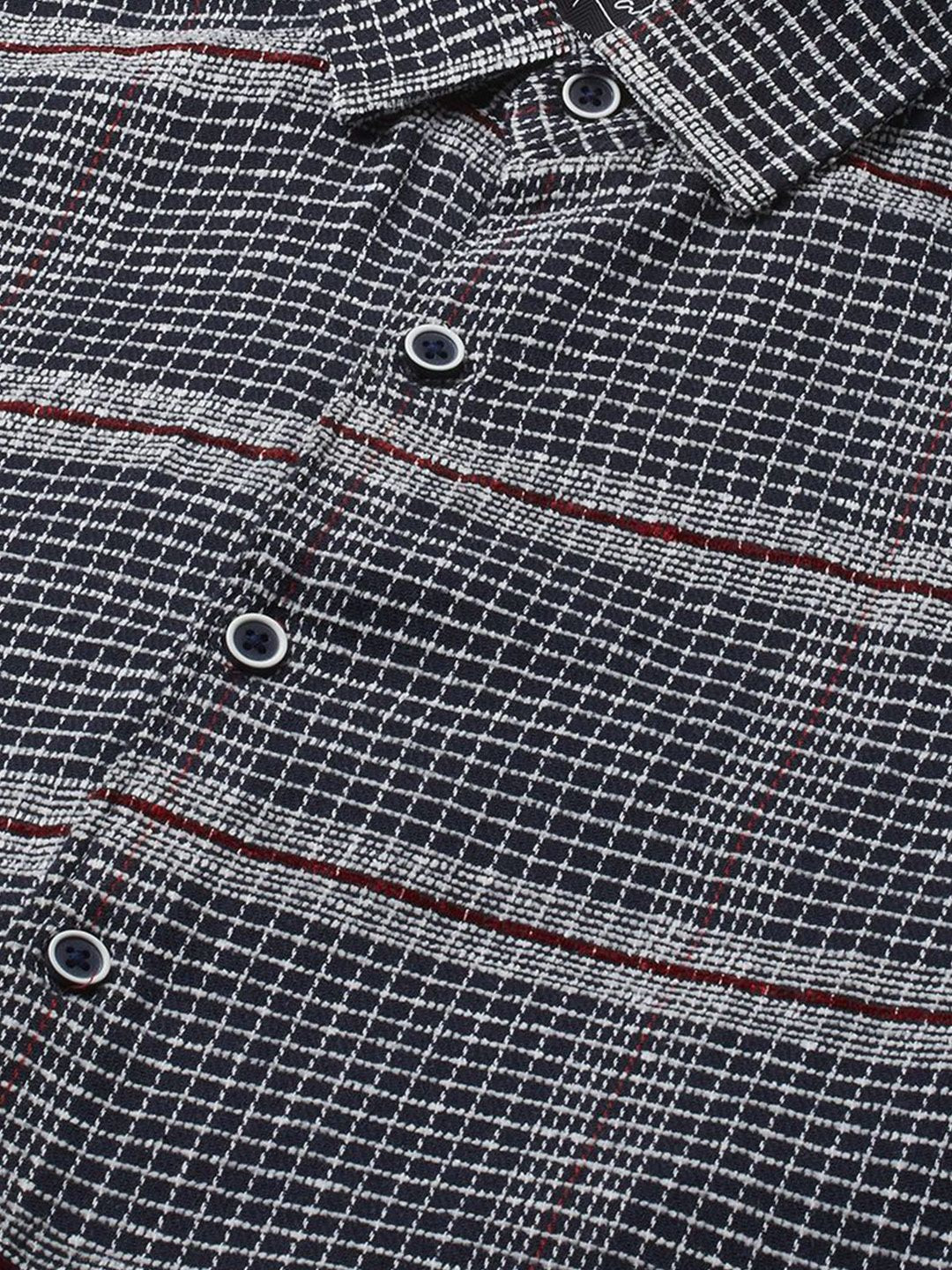 VASTRADO Men Classic Fit Spread Collar Textured Cotton Casual Shirt