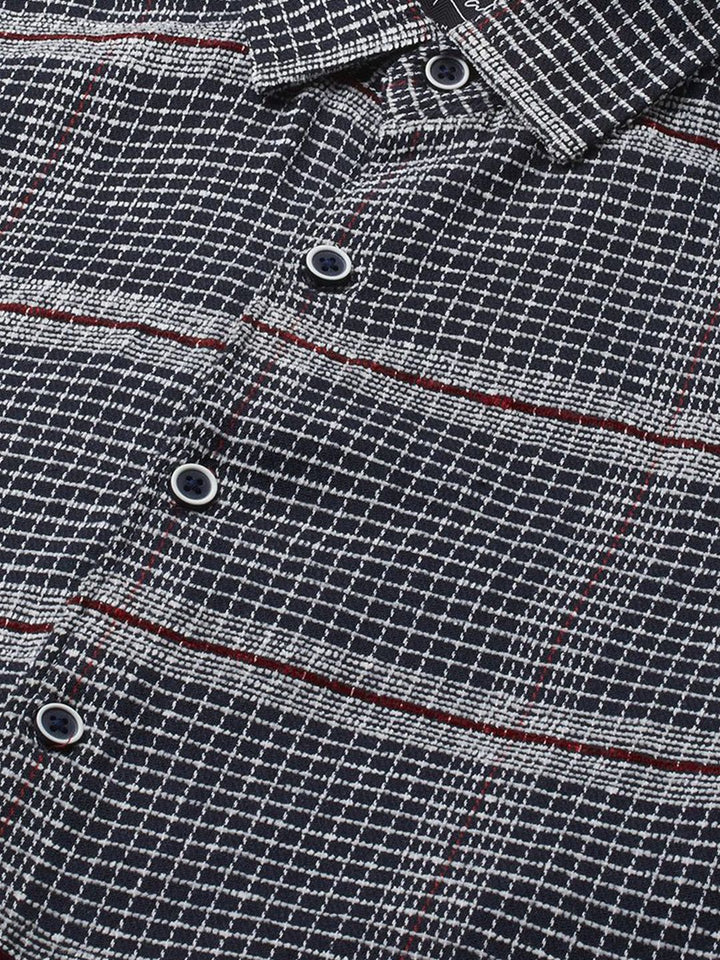 VASTRADO Men Classic Fit Spread Collar Textured Cotton Casual Shirt