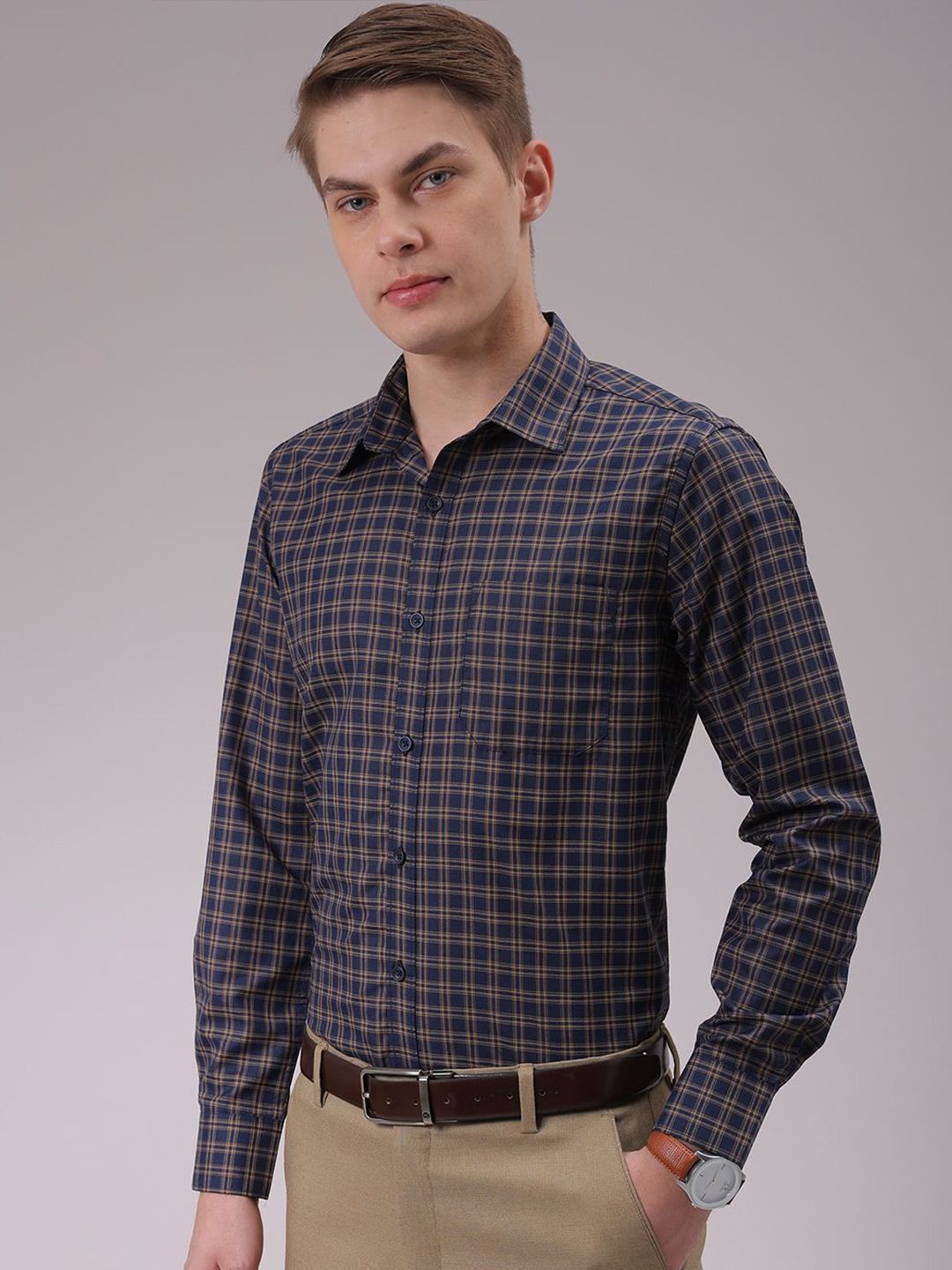 The Indian Garage Co. X Luxe Men Cutaway Collar Vertical Striped Slim Fit Formal Shirt