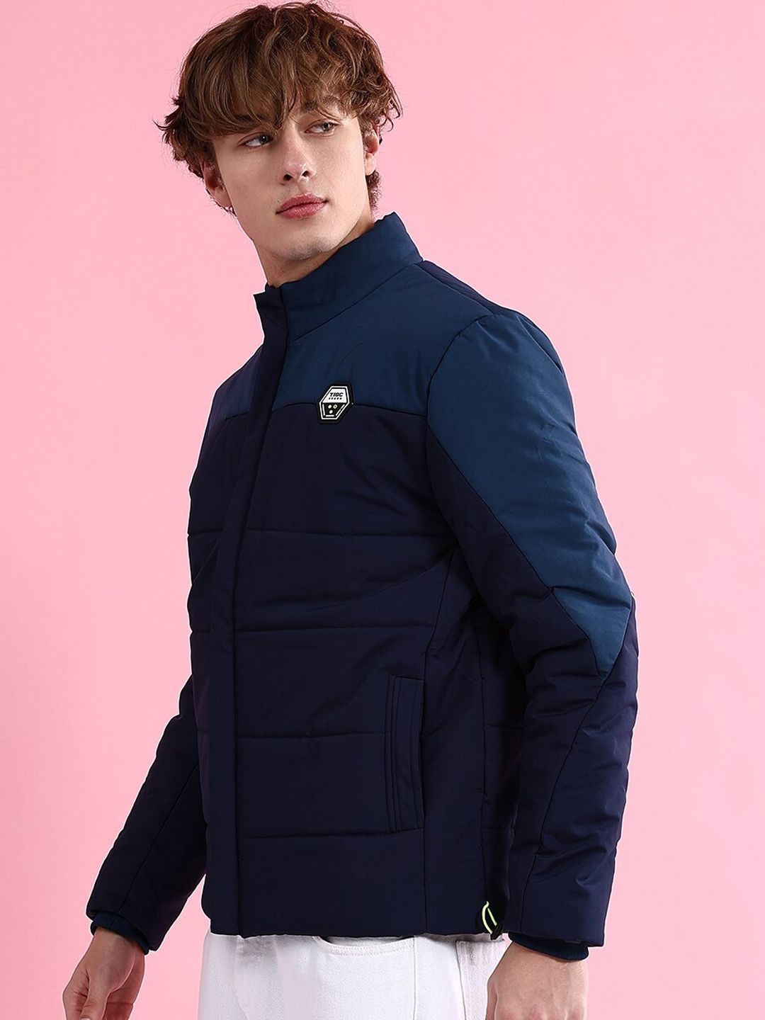 The Indian Garage Co Men Colourblock Zip-Front Regular Fit Puffer Jacket