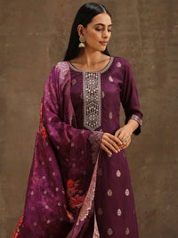 Libas Women Floral Embroidered Regular Pure Silk Kurta with Trousers & With Dupatta