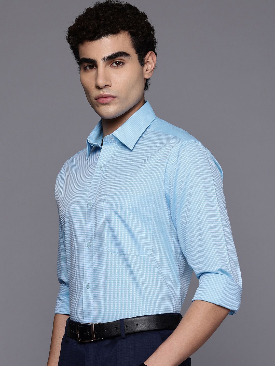 Raymond Slim Fit Textured Pure Cotton Formal Shirt