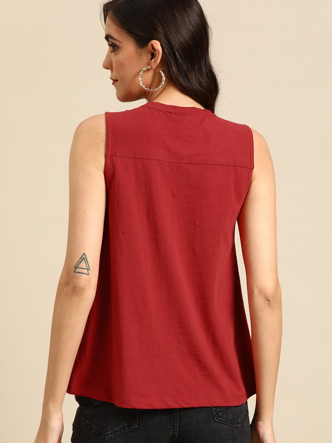 all about you Women Rust Red Solid Top