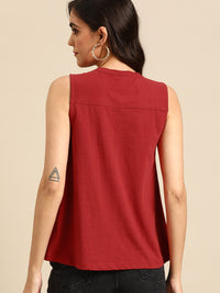 all about you Women Rust Red Solid Top
