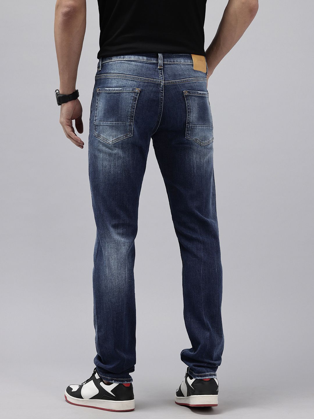 SPYKAR Men Skinny Slim Fit Low-Rise Heavy Fade Stretchable Jeans