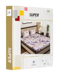 KLOTTHE Geometric Printed Fitted 400 TC Double King Bedsheets with 2 pillow covers