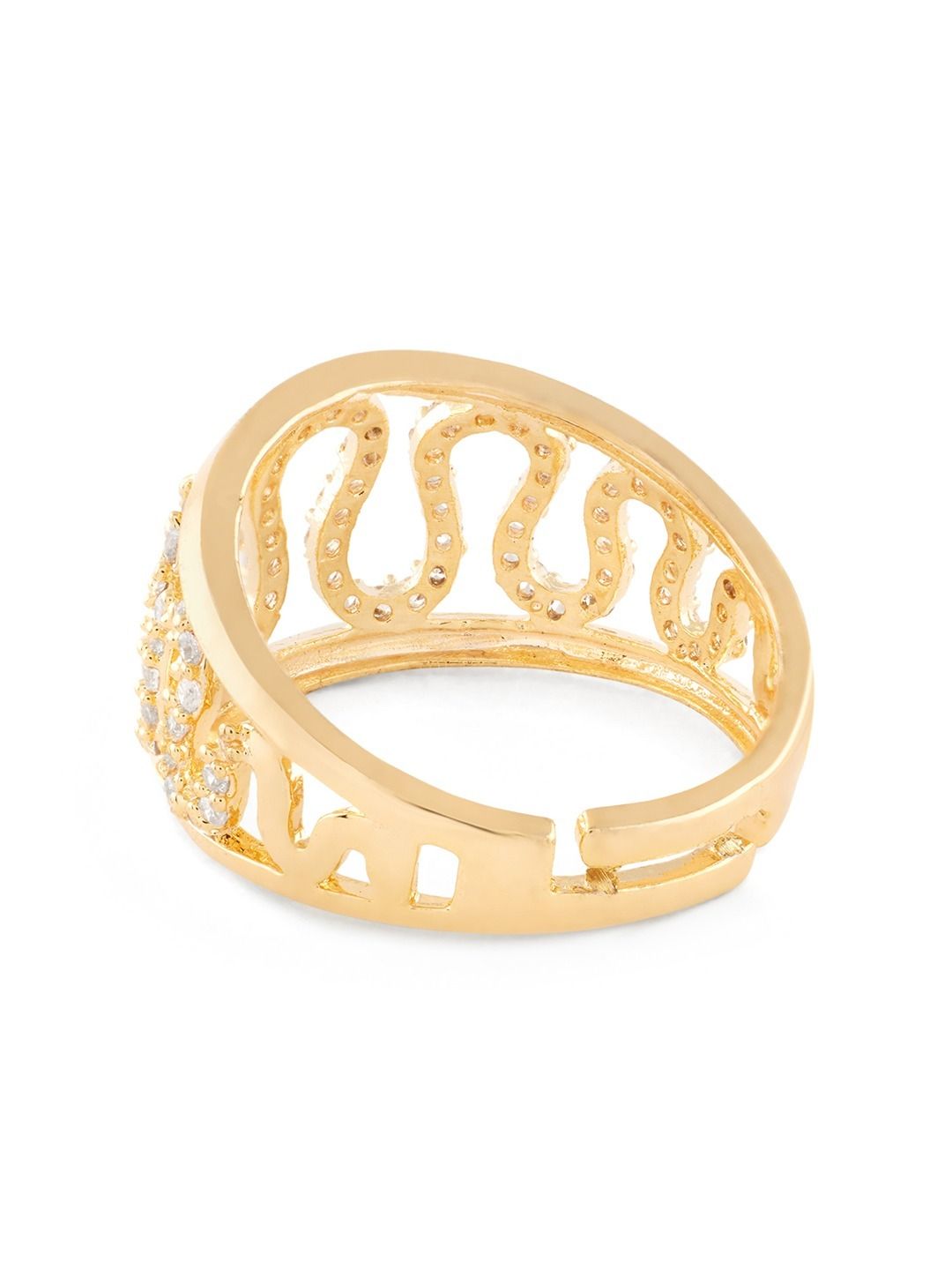 Cincin Jari Bertampal Zirkonia Kubik Mutiara Zaveri Bersalut Emas