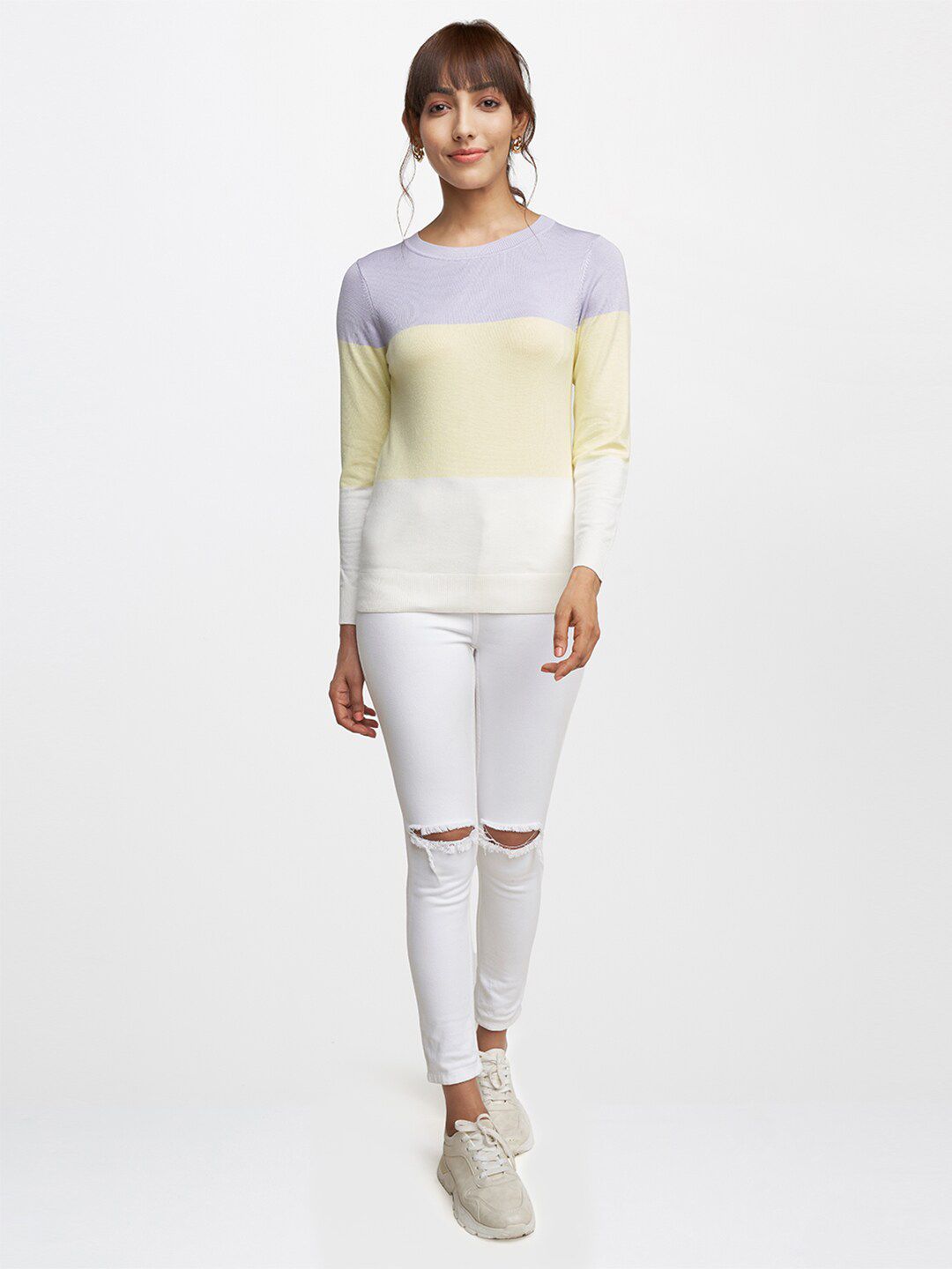 AND Lavender & Yellow Colourblocked Top