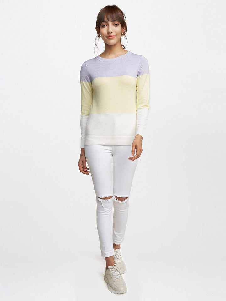 AND Lavender & Yellow Colourblocked Top