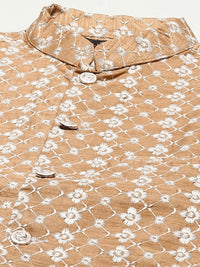 SOJANYA Men Woven Design Kurta with Churidar with Nehru Jacket
