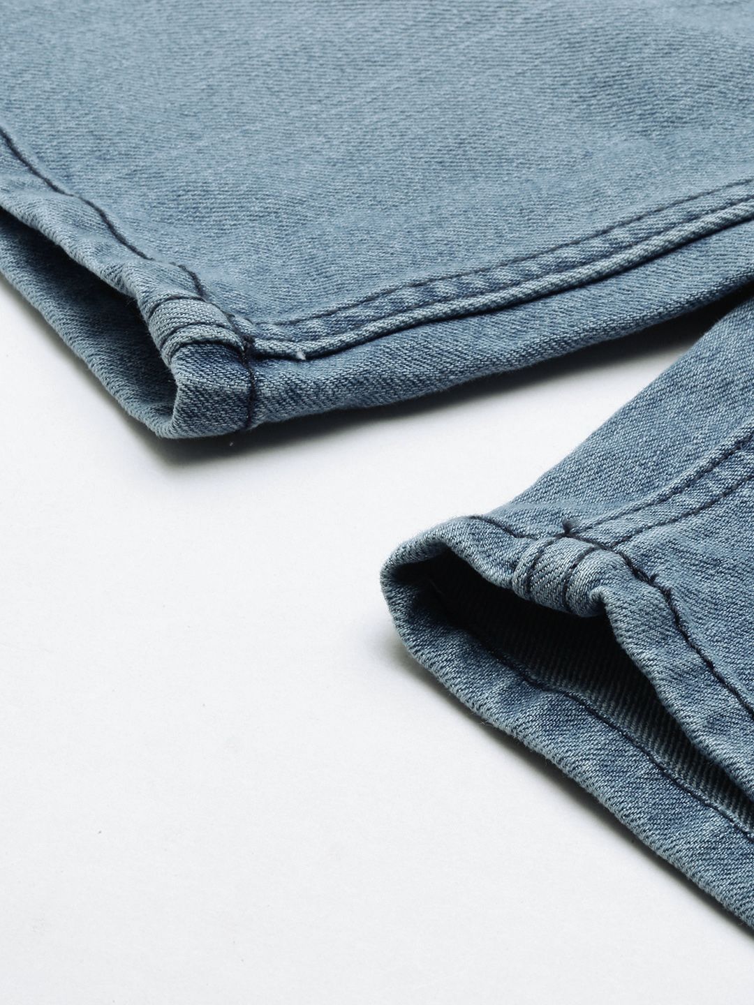 The Indian Garage Co Men Blue Washed Slim Fit Denim Shorts