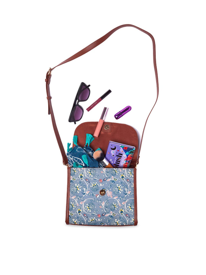 TEAL BY CHUMBAK Floral Printed Satchel