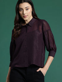 DressBerry Dobby Weave Self-Striped Casual Shirt
