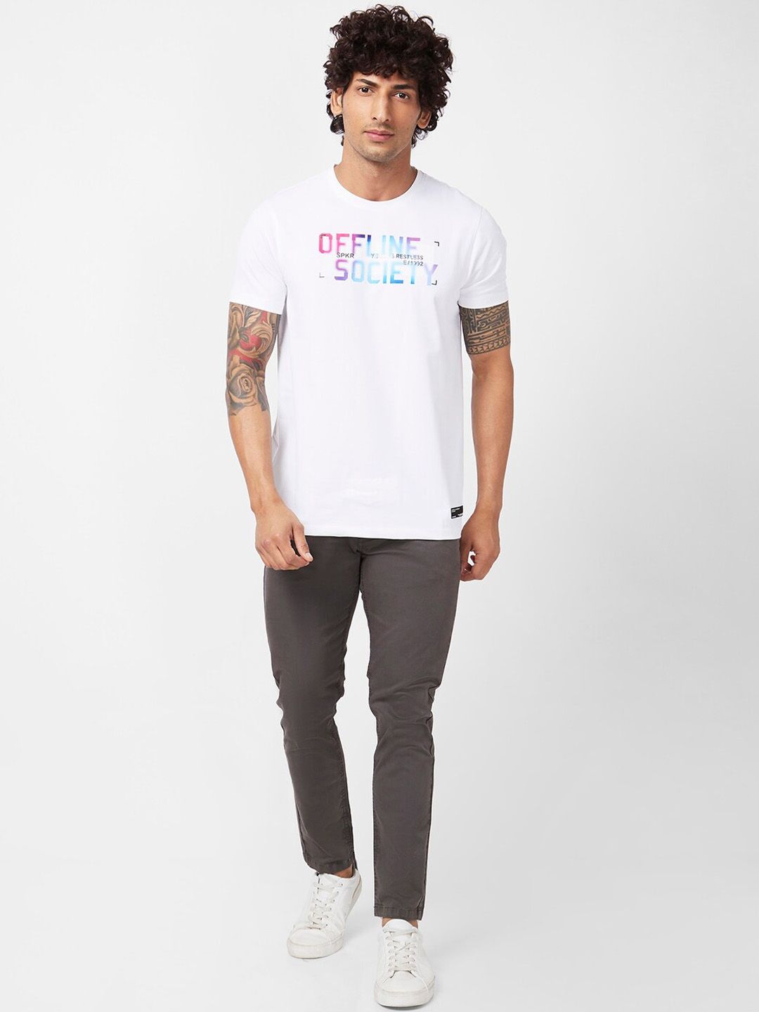 SPYKAR Men Slim Fit Mid Rise Cotton Trousers