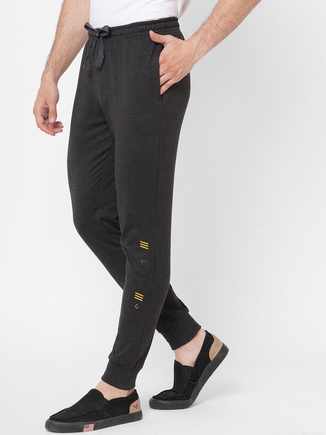 Sweet Dreams Men Charcoal Solid Track Pants