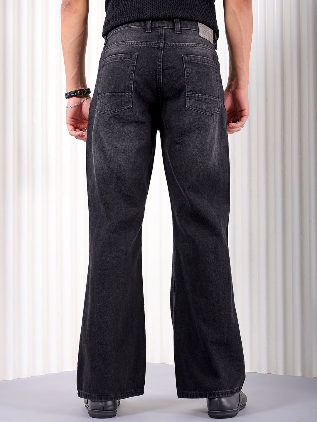 The Indian Garage Co Men Bootcut Light Fade Pure Cotton Jeans