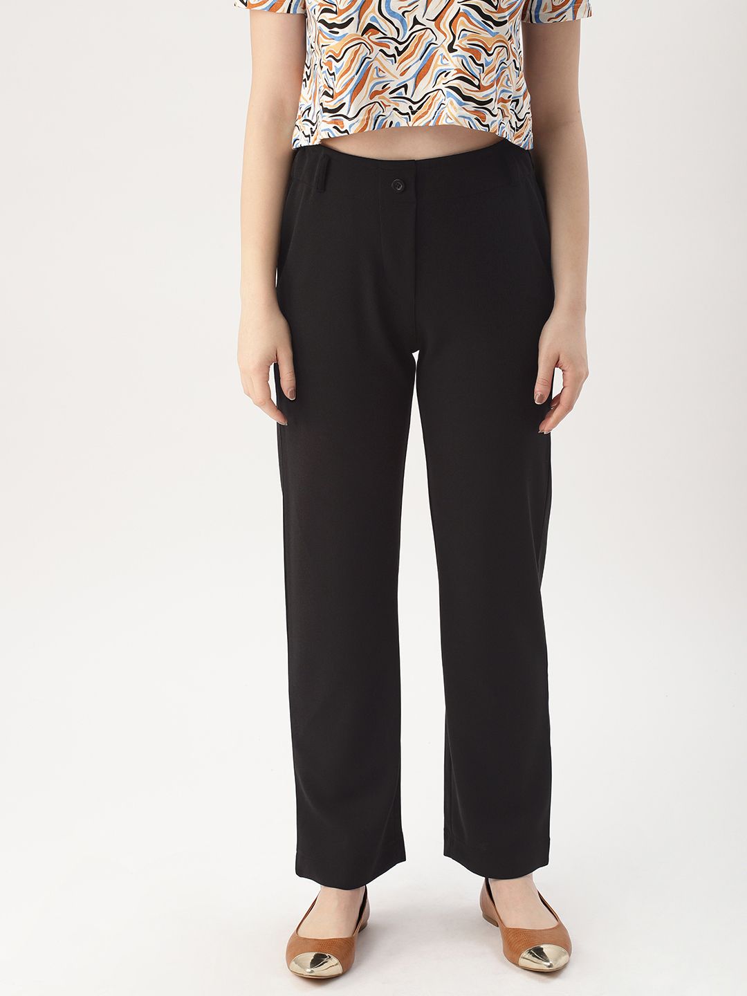 DressBerry Women Black Regular Mid-Rise Trousers