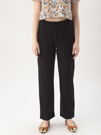 DressBerry Women Black Regular Mid-Rise Trousers
