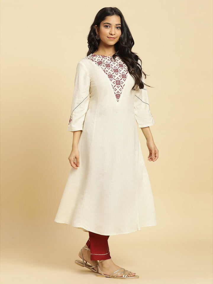 W Mirror Work Round Neck Anarkali Kurta