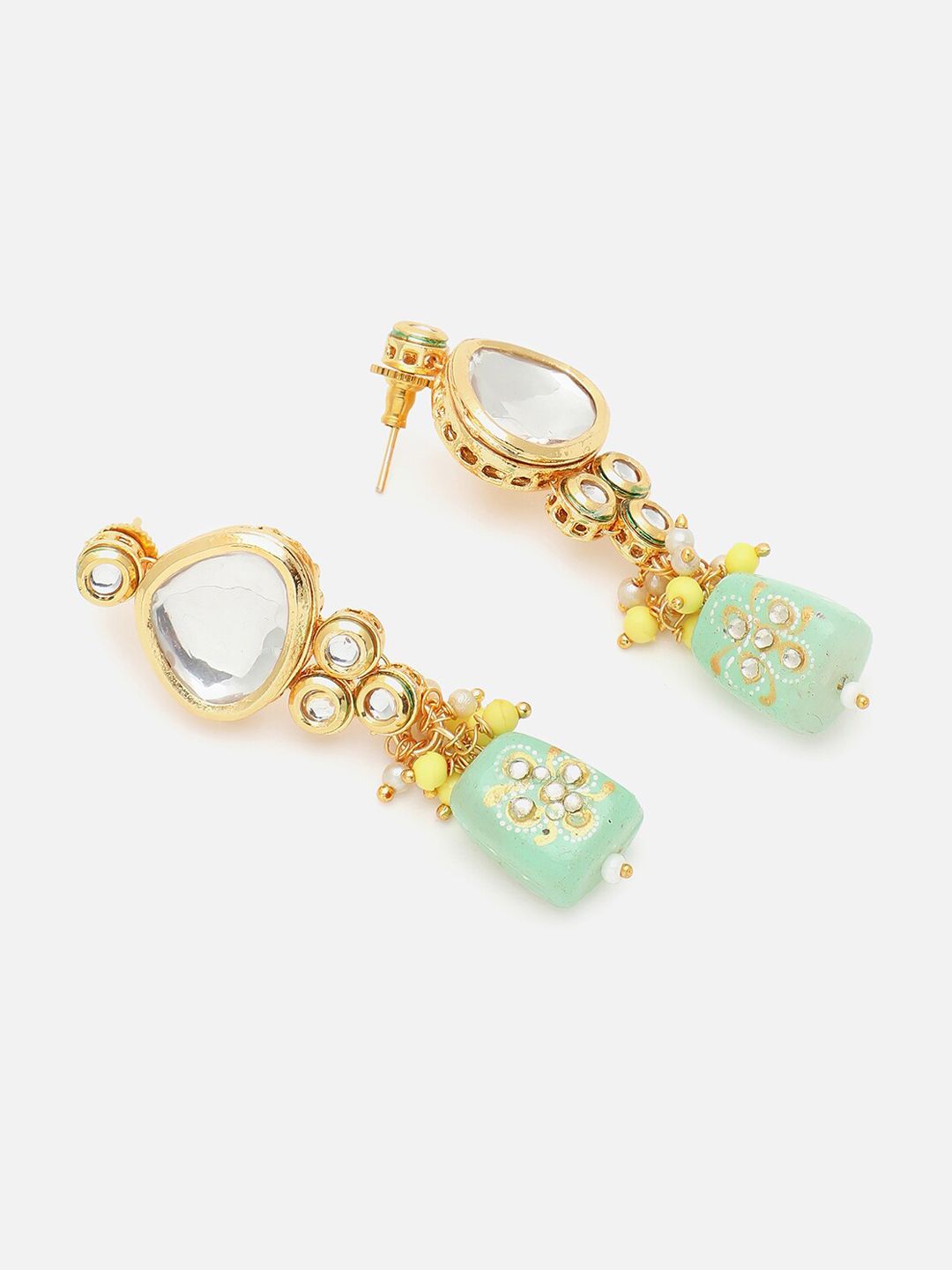 Set barang kemas soHi emas bersalut hijau Kundan