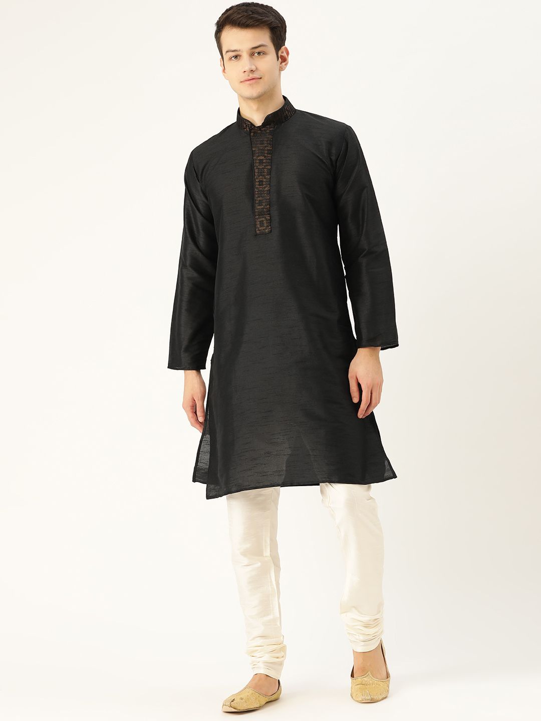 SOJANYA Lelaki Hitam Solid Kurta Lurus