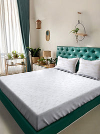 Myntra Elegant Homes White Floral 400 TC Bedsheet with 2 Pillow Covers