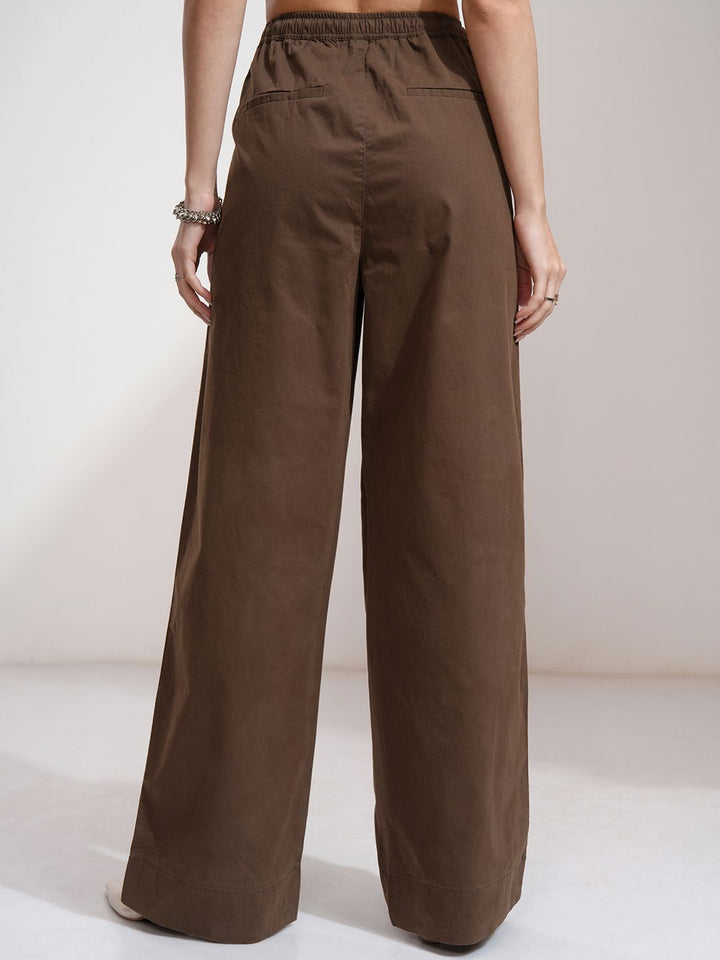 Tokyo Talkies Women Solid Elasticated Waist Straight FIt Casual Pants