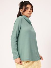 DressBerry Sage Whisper Button-Over Knit Top