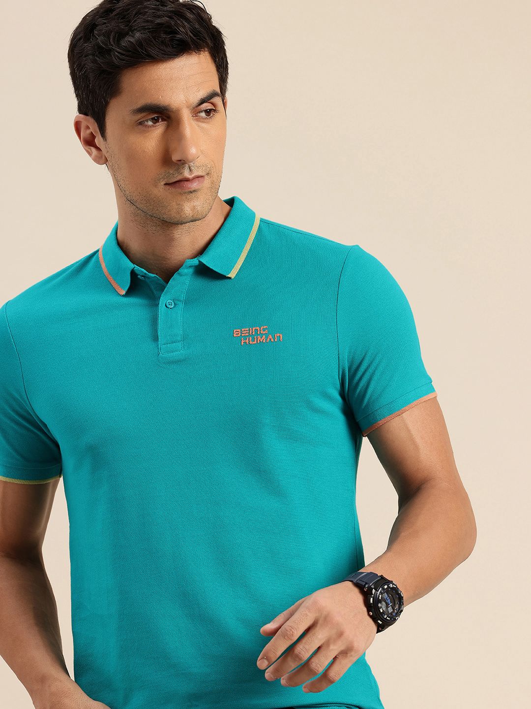 Being Human Pure Cotton Polo Collar Casual T-shirt