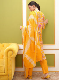 Vishudh Floral Printed Regular Thread Work Pure Cotton Kurta with Trousers & With Dupatta