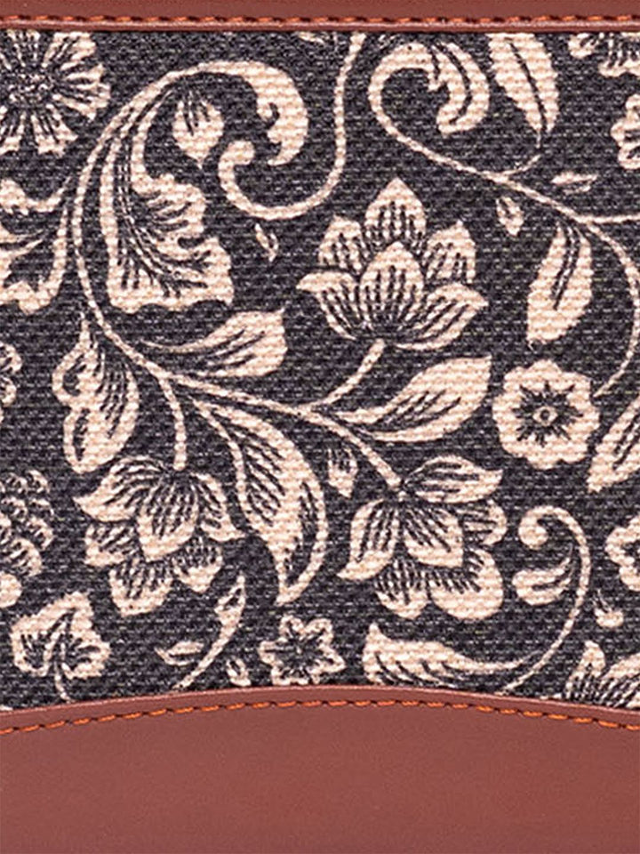 ZOUK Women Brown & Beige Printed Vegan Leather Zip Around Sustainable Wallet