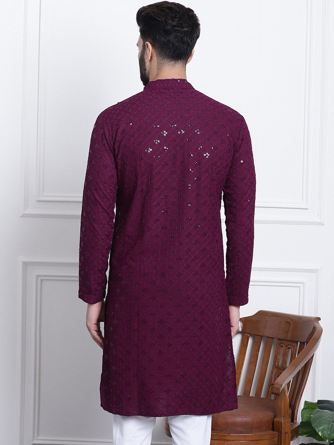 SOJANYA Kurta Kapas Tulen Kolar Mandarin Dihiasi