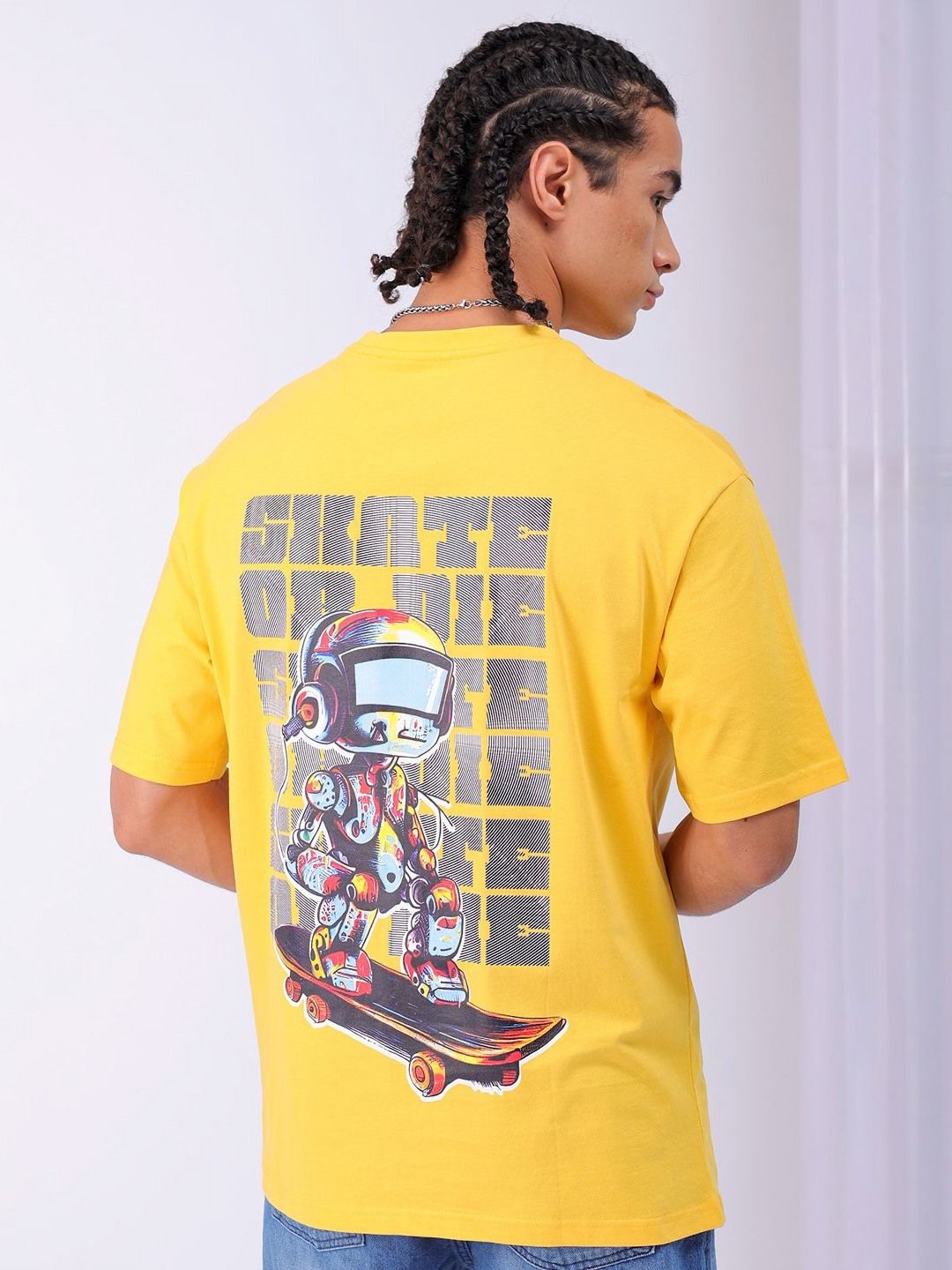 The Indian Garage Co Men Back Printed Boxy Oversized Round Neck T-shirt