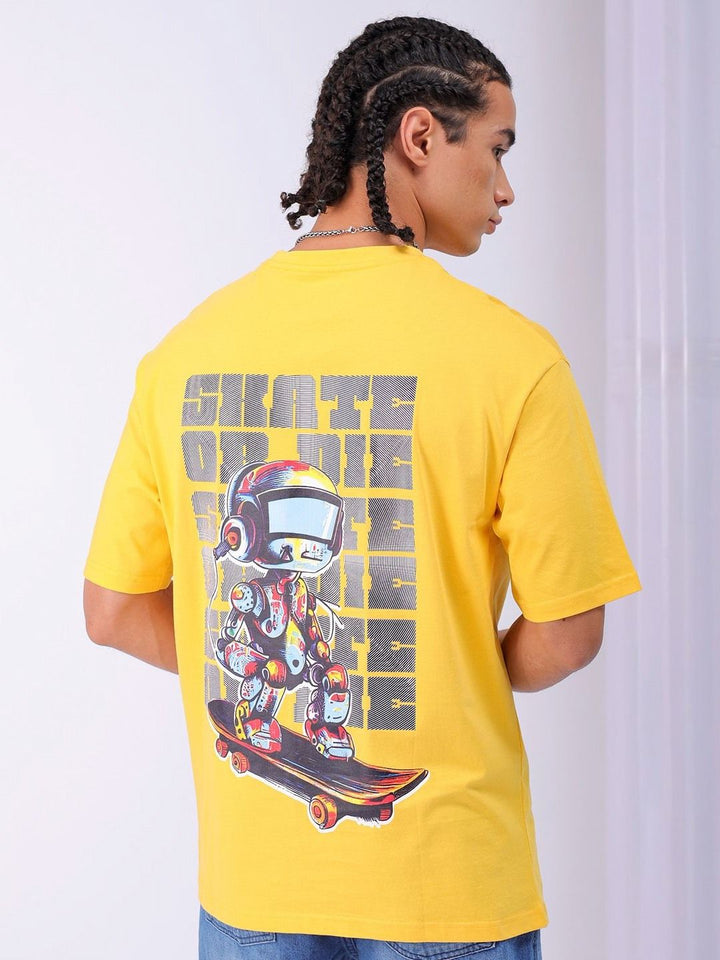 The Indian Garage Co Men Back Printed Boxy Oversized Round Neck T-shirt