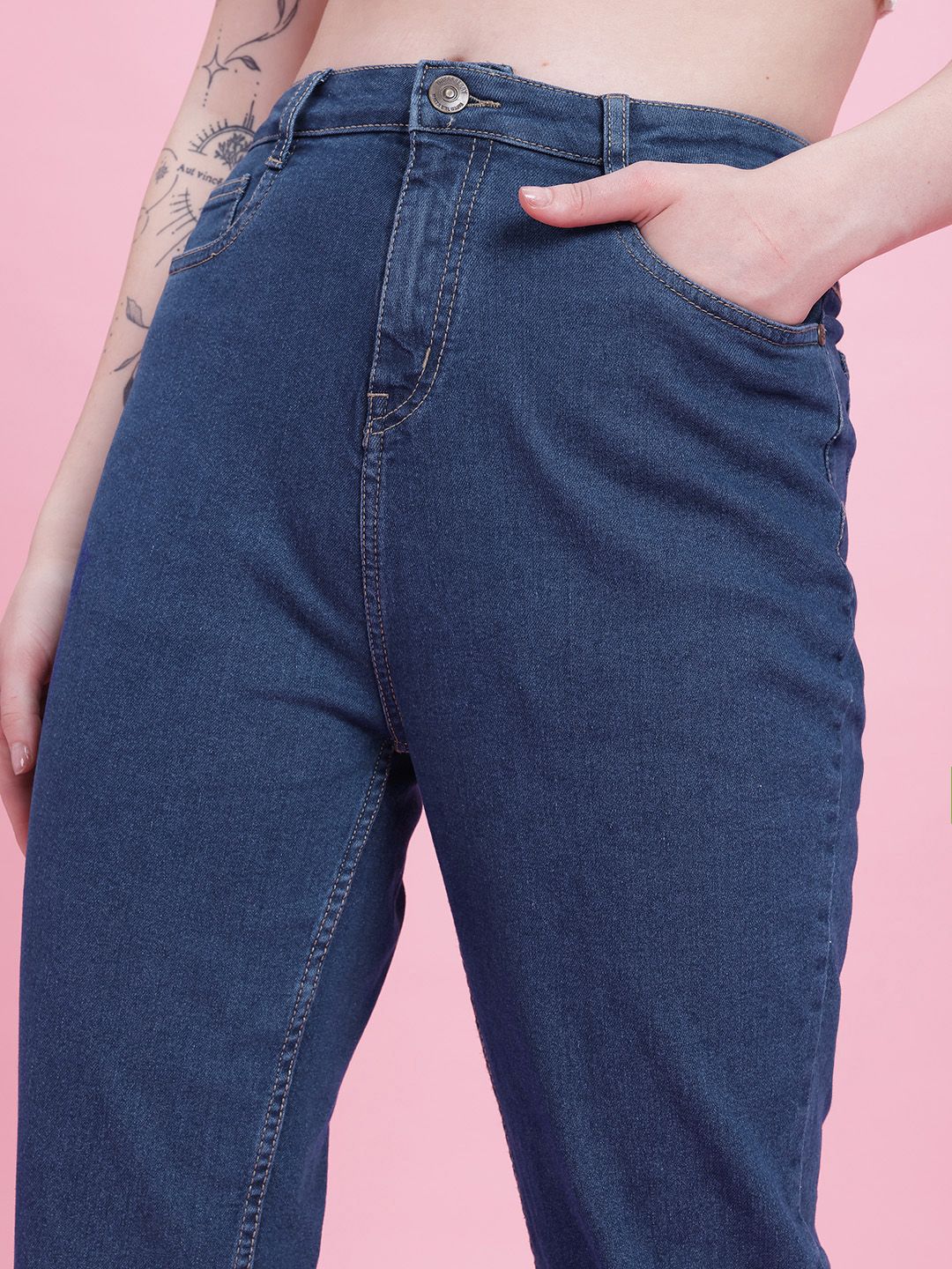 DressBerry Women Mid-Rise Mom Fit Stretchable Jeans