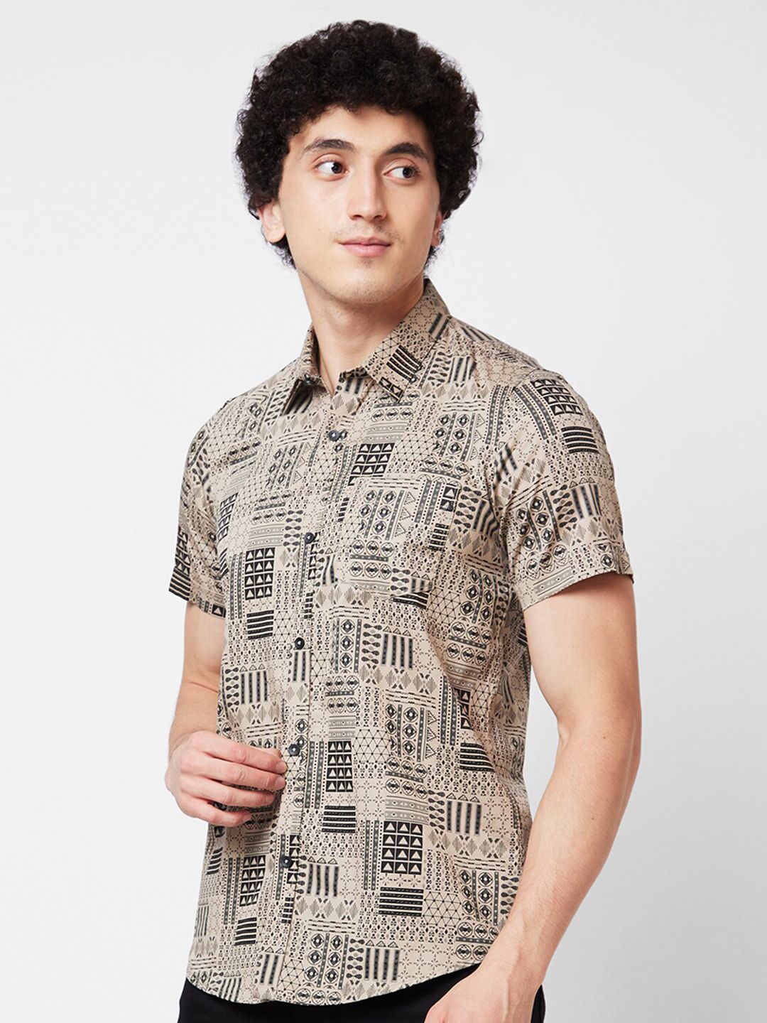 SPYKAR Abstract Opaque Printed Cotton Casual Shirt