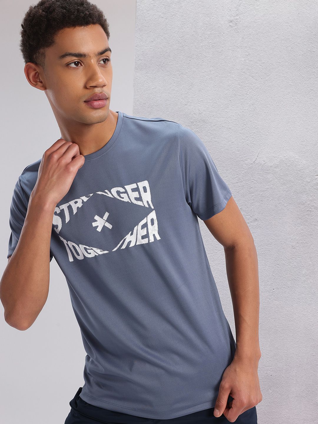 HRX by Hrithik Roshan Twin Collection Typography Print Rapid-Dry Training  T-shirt