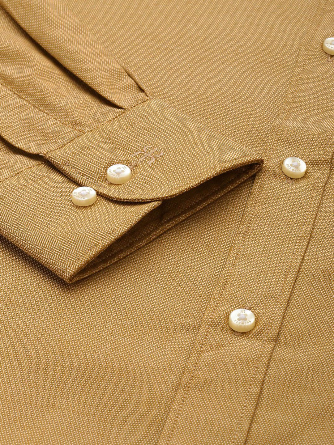 Raymond Men Khaki Solid Slim Fit Pure Cotton Formal Shirt
