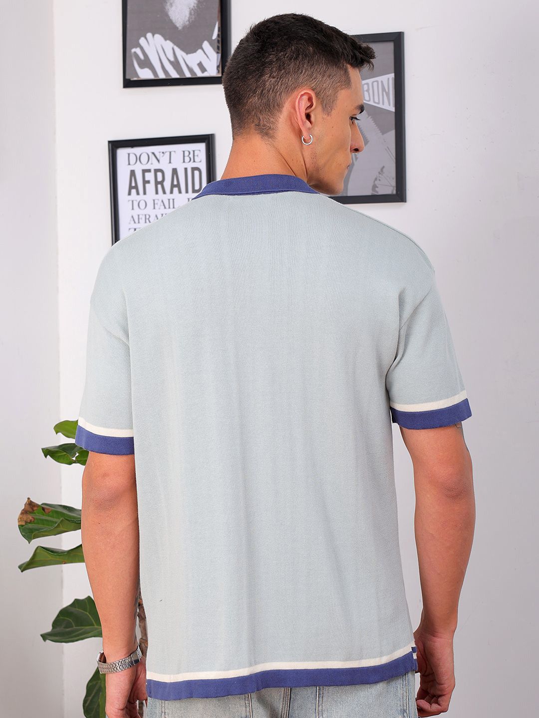 The Indian Garage Co Men Relaxed Fit Striped Flat Knit Polo Resortwear Shirt
