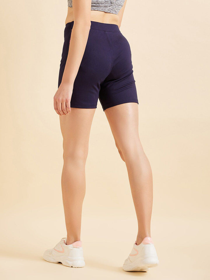 Sweet Dreams Women Navy Blue & Pink Mid-Rise Lounge Shorts