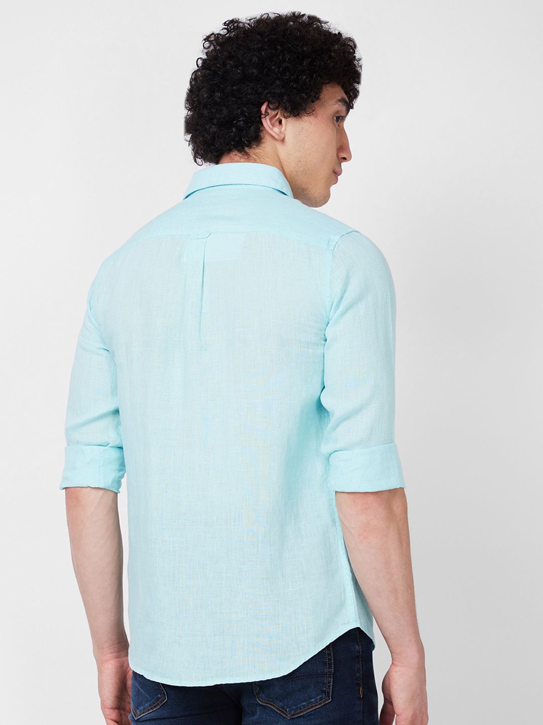 SPYKAR Spread Collar Linen Casual Shirt