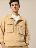 Mr Bowerbird Men Beige Linen Cotton Liberal Fit Casual Shirt