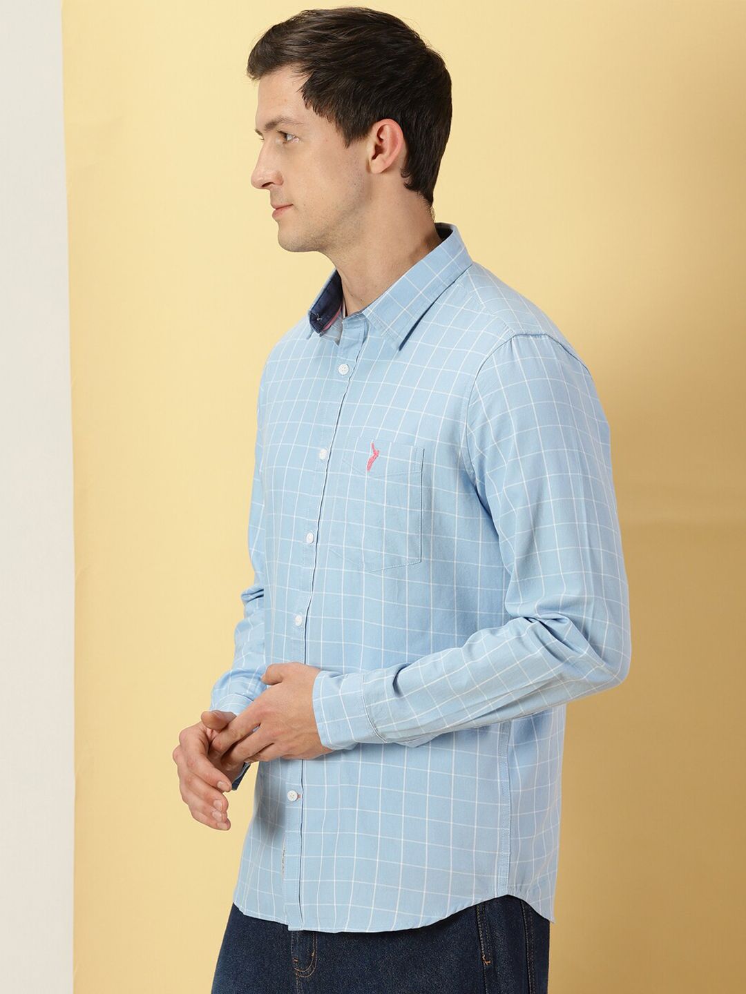 Thomas Scott Windowpane Checks Classic Slim Fit Cotton Casual Shirt