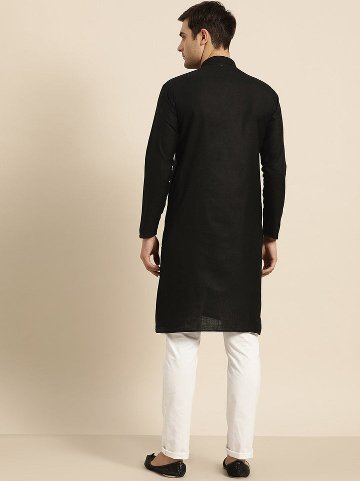 SOJANYA Lelaki Black Thread Work Kurta